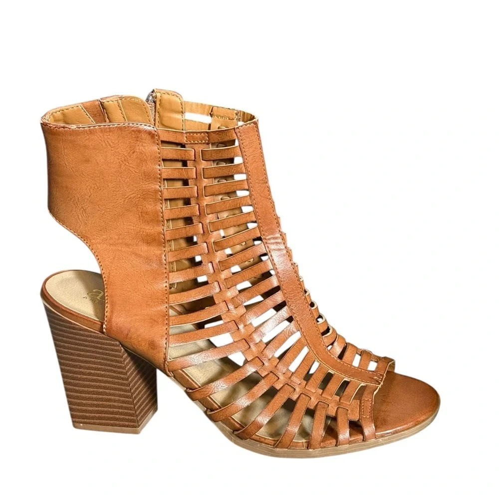 A.N.A. Brown Caged Heeled Sandals Size 7